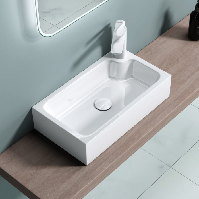Lavoar Astra 101, alb lucios, montaj pe blat , ceramica [3]