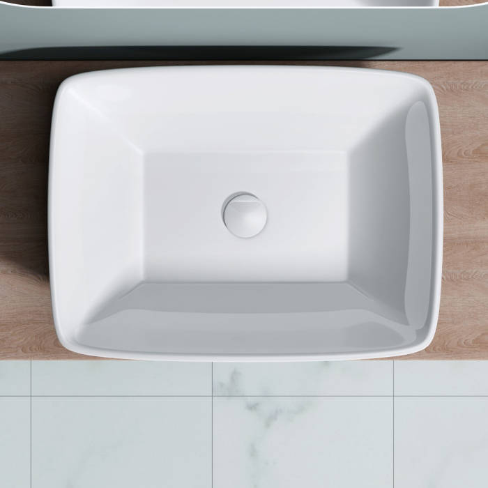 Lavoar Astra 102, alb lucios, montaj pe blat , ceramica [4]