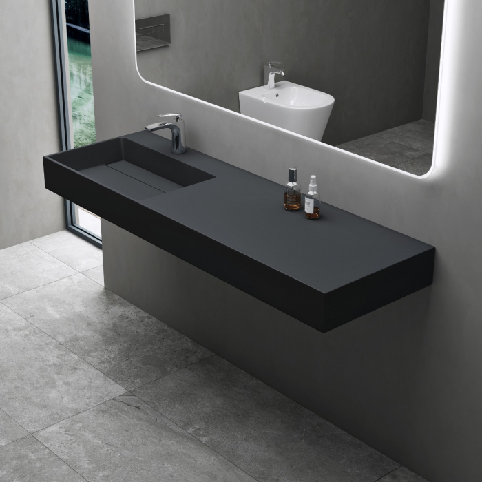 Lavoar Astra 12, alb sau negru, 75-90-120-150 sau 160 cm, montaj pe blat sau suspendat, stanga-dreapta sau dubla, compozit [5]