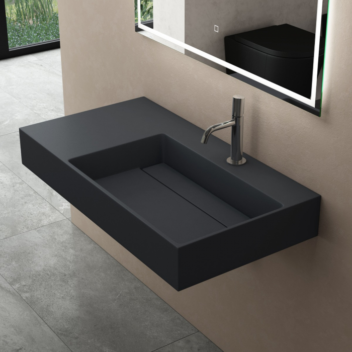 Lavoar Astra 12, alb sau negru, 75-90-120-150 sau 160 cm, montaj pe blat sau suspendat, stanga-dreapta sau dubla, compozit [4]