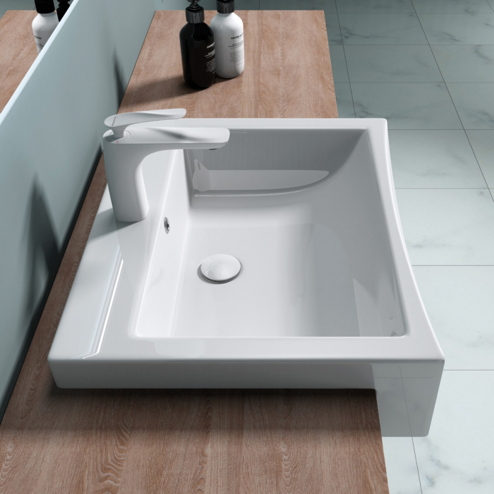 Lavoar Astra 202, alb lucios, 41 sau 57 cm, montaj incorporat, ceramica [3]