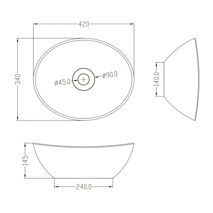 Lavoar Astra 205, alb sau negru, 42 cm, montaj pe blat, ceramica [14]