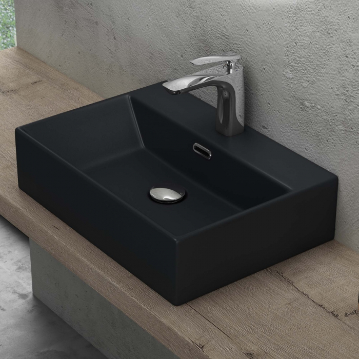 Lavoar Astra 206, alb sau negru, 41-51 sau 60 cm, montaj pe blat sau suspendat, ceramica [2]