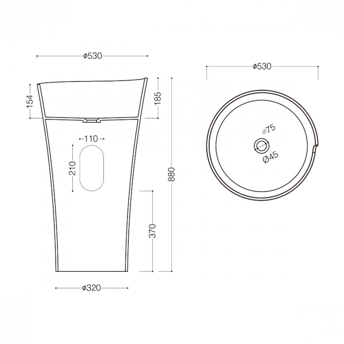 Lavoar Astra 30, alb lucios, montaj freestanding , compozit [8]