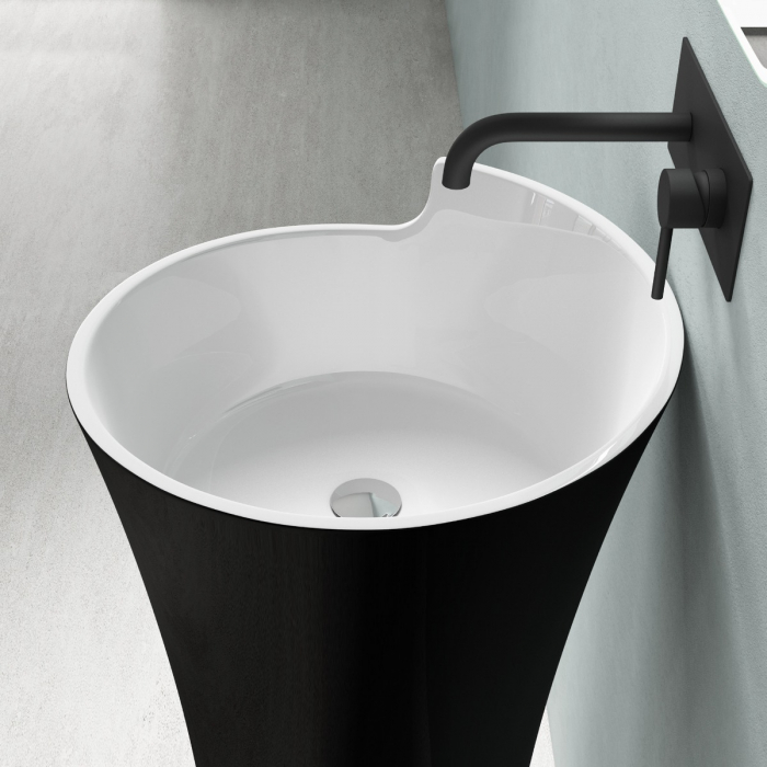 Lavoar Astra 30, negru lucios + alb lucios, montaj freestanding , compozit [3]