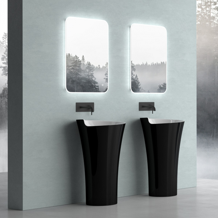 Lavoar Astra 30, negru lucios + alb lucios, montaj freestanding , compozit [6]