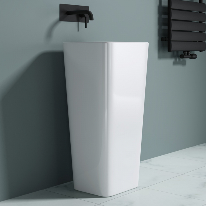 Lavoar Astra 31, alb lucios, montaj freestanding , compozit [4]