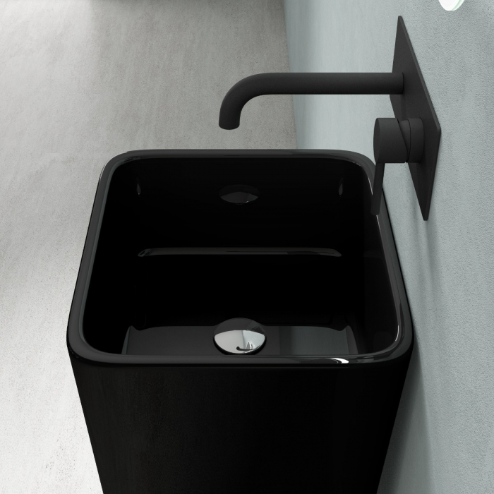 Lavoar Astra 31, negru lucios, montaj freestanding , compozit [6]