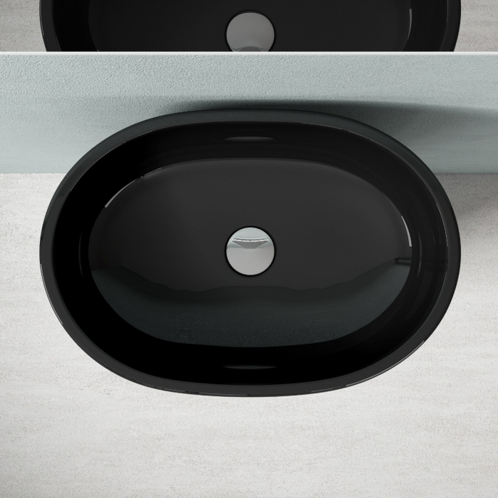 Lavoar Astra 32, negru lucios, montaj freestanding , compozit [4]