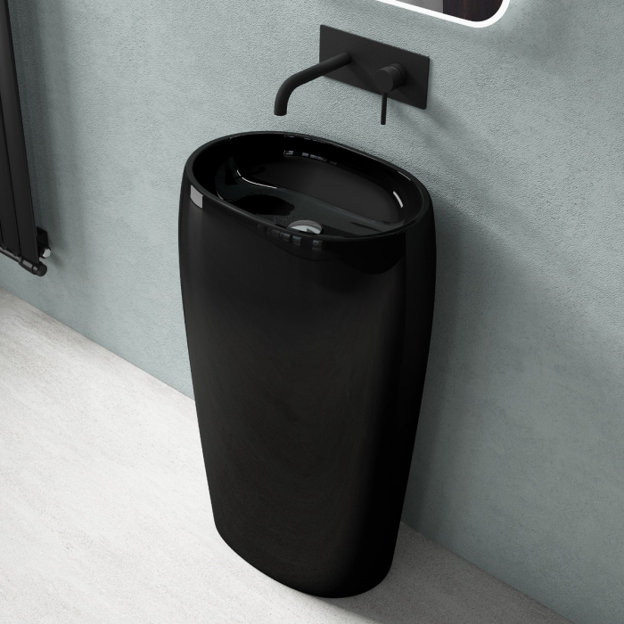 Lavoar Astra 32, negru lucios, montaj freestanding , compozit [2]