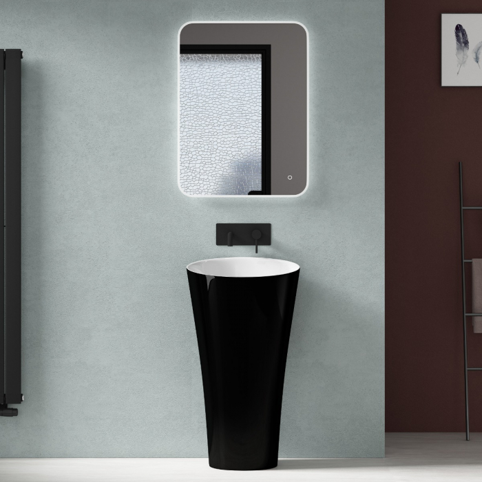 Lavoar Astra 33, negru lucios + alb lucios, montaj freestanding , compozit [7]