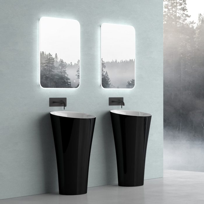 Lavoar Astra 33, negru lucios + alb lucios, montaj freestanding , compozit [2]