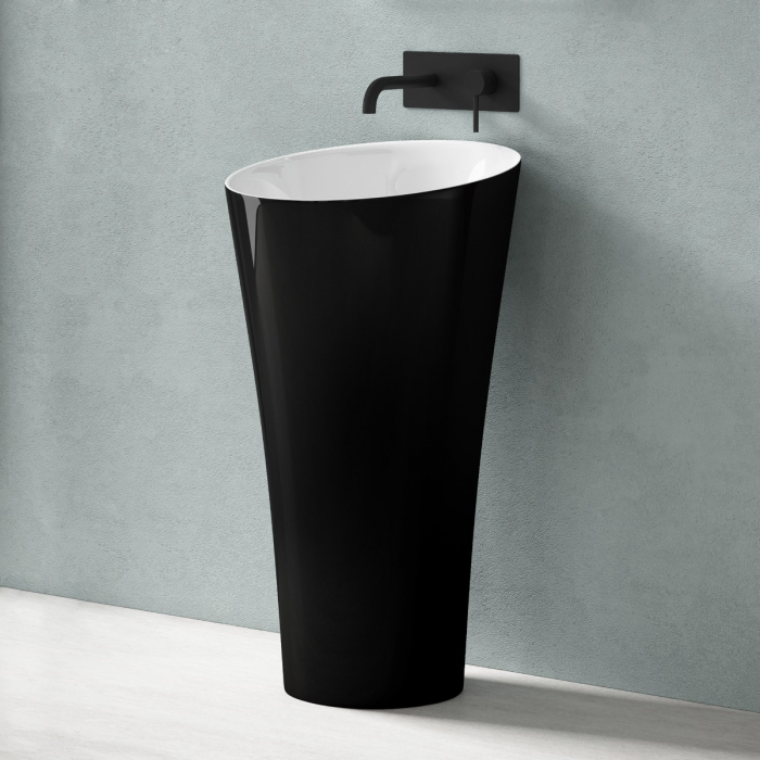 Lavoar Astra 33, negru lucios + alb lucios, montaj freestanding , compozit [3]