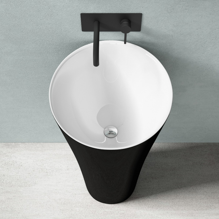 Lavoar Astra 33, negru lucios + alb lucios, montaj freestanding , compozit [4]