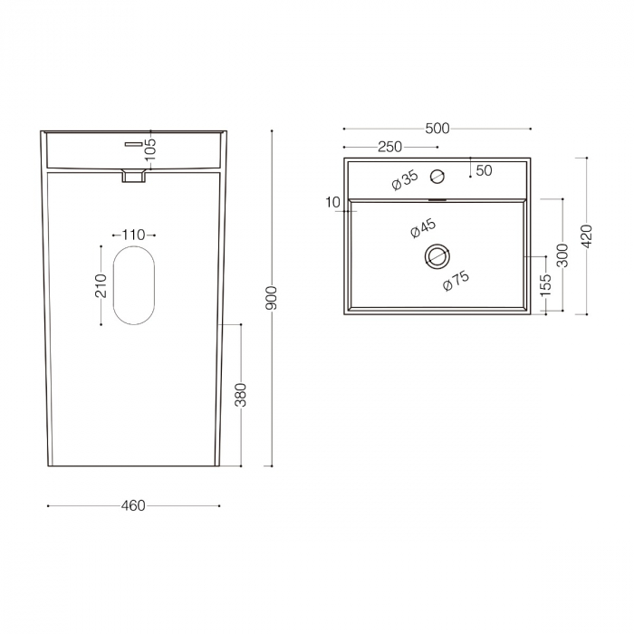Lavoar Astra 34, alb lucios, montaj freestanding , compozit [8]