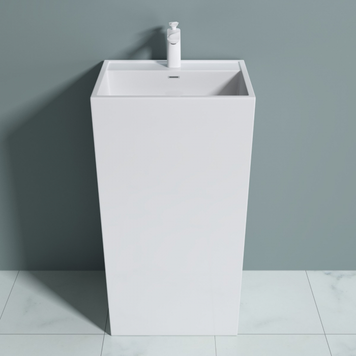Lavoar Astra 34, alb lucios, montaj freestanding , compozit [3]