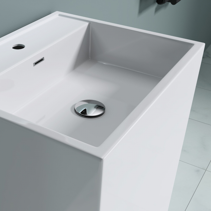 Lavoar Astra 34, alb lucios, montaj freestanding , compozit [6]