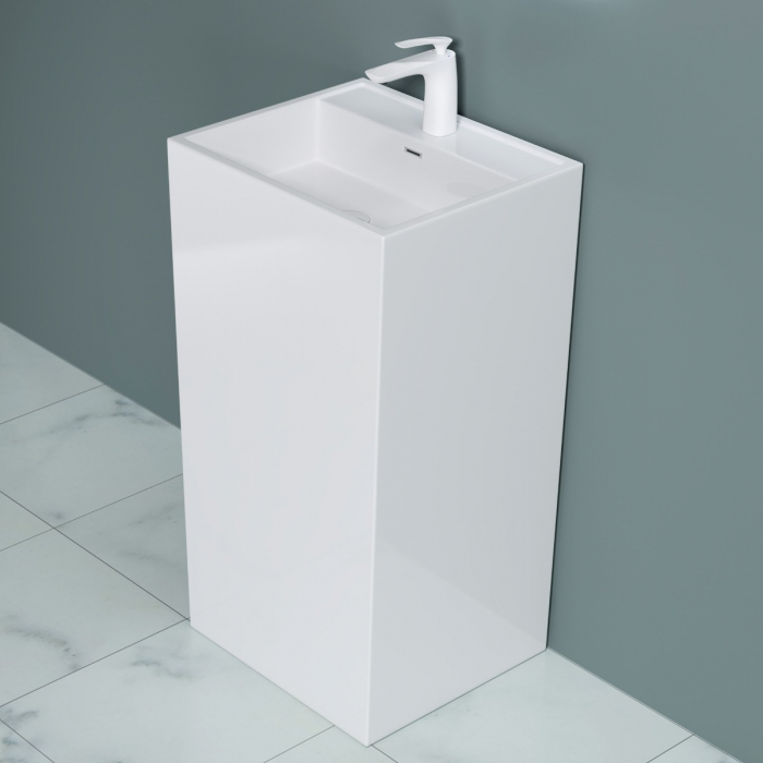 Lavoar Astra 34, alb lucios, montaj freestanding , compozit [7]