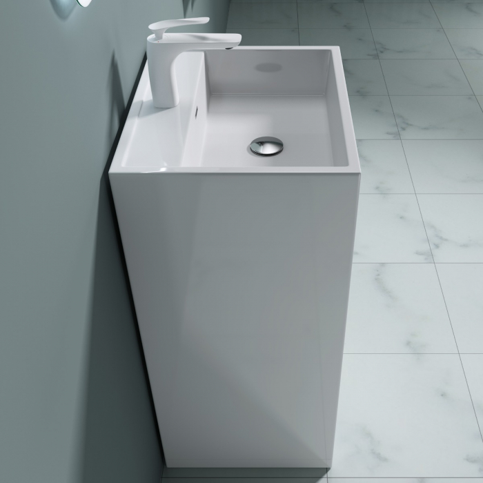 Lavoar Astra 34, alb lucios, montaj freestanding , compozit [2]