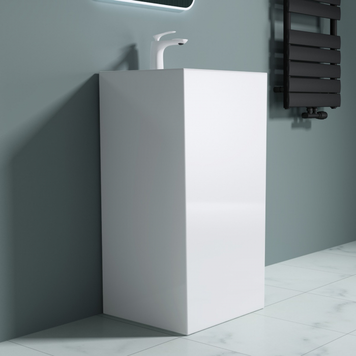 Lavoar Astra 34, alb lucios, montaj freestanding , compozit [4]