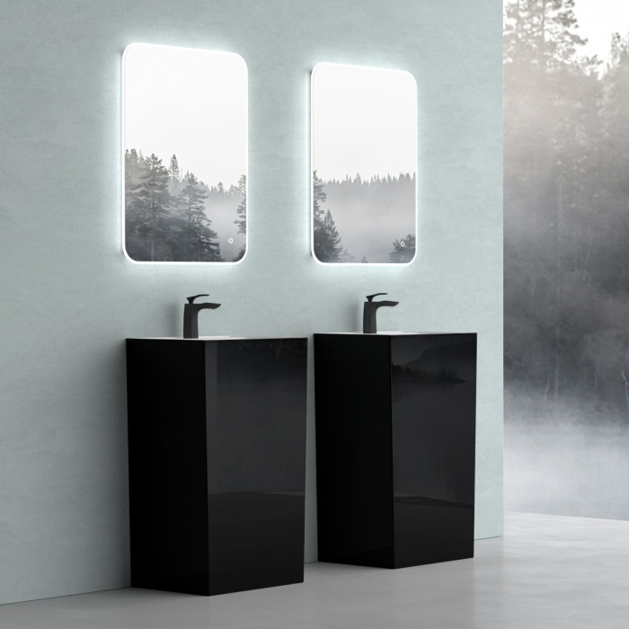 Lavoar Astra 34, negru lucios + alb lucios, montaj freestanding , compozit [2]