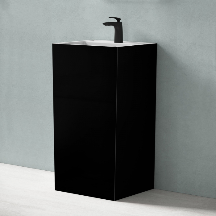 Lavoar Astra 34, negru lucios + alb lucios, montaj freestanding , compozit [3]