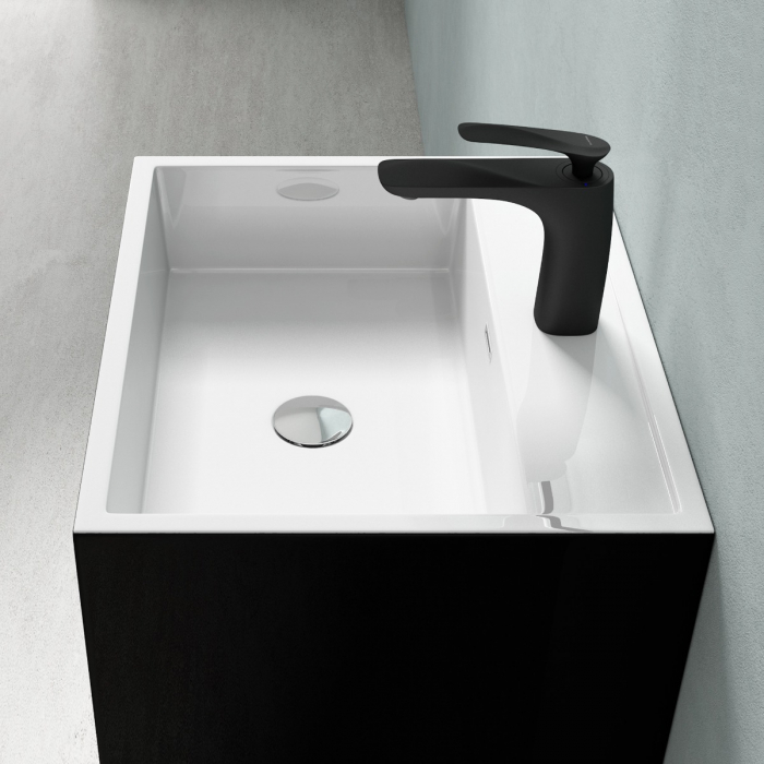 Lavoar Astra 34, negru lucios + alb lucios, montaj freestanding , compozit [6]