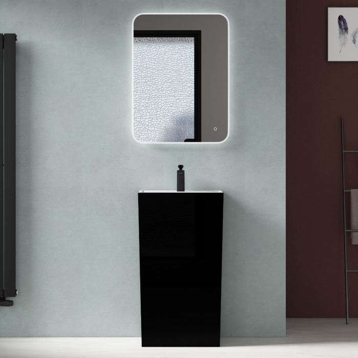 Lavoar Astra 34, negru lucios + alb lucios, montaj freestanding , compozit [7]