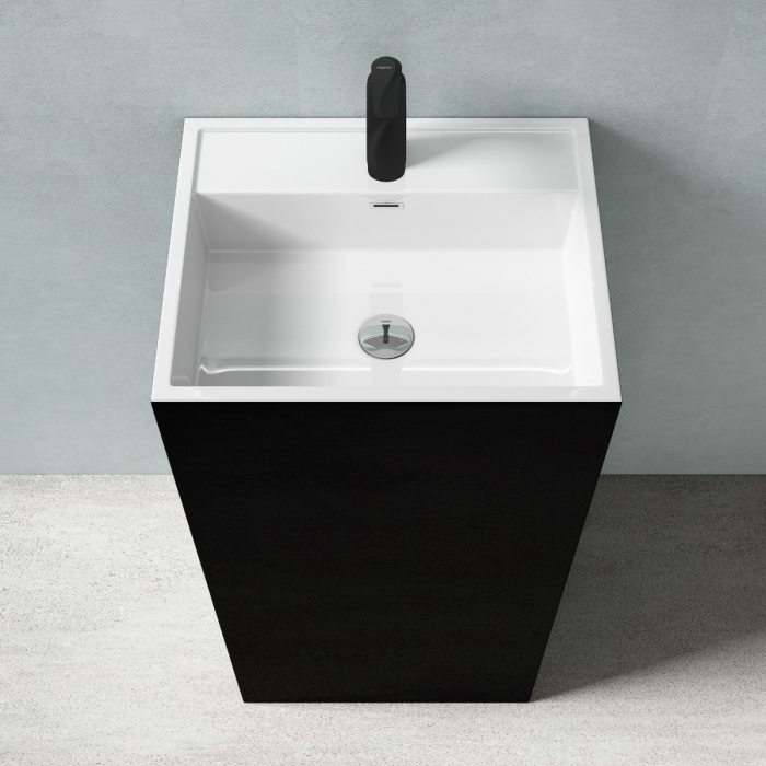 Lavoar Astra 34, negru lucios + alb lucios, montaj freestanding , compozit [4]