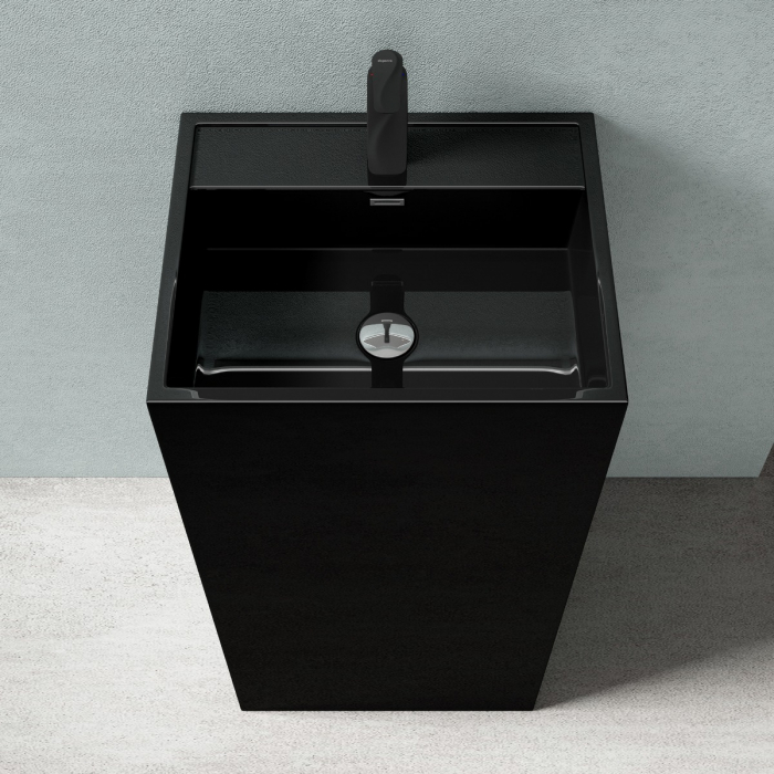 Lavoar Astra 34, negru lucios, montaj freestanding , compozit [4]
