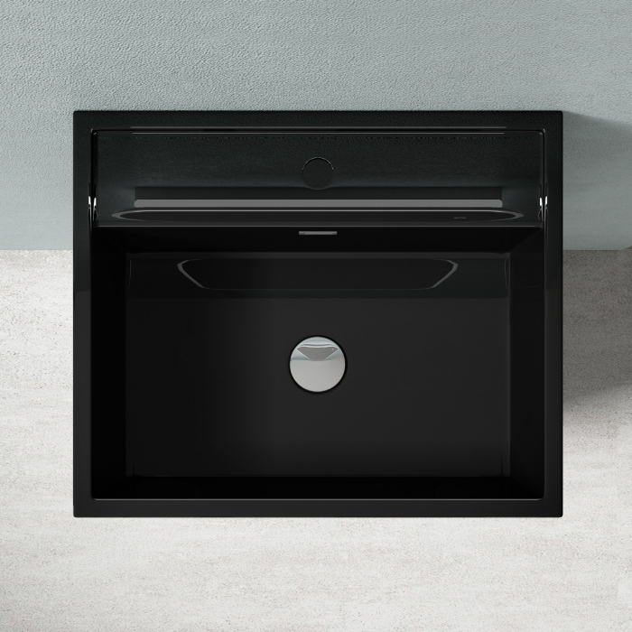 Lavoar Astra 34, negru lucios, montaj freestanding , compozit [5]