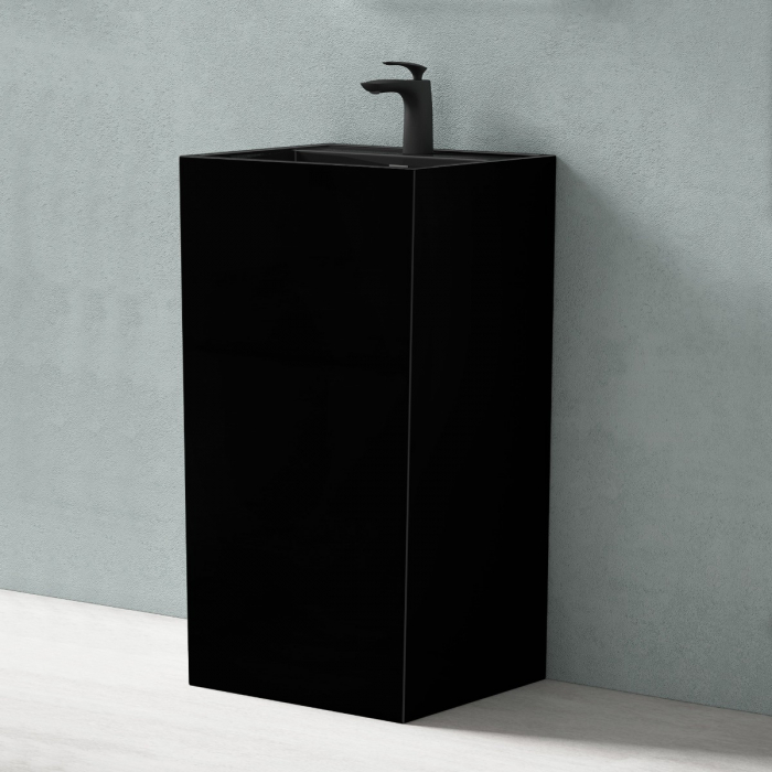 Lavoar Astra 34, negru lucios, montaj freestanding , compozit [3]