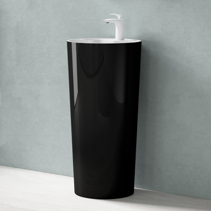 Lavoar Astra 35, negru lucios + alb lucios, montaj freestanding , compozit [3]