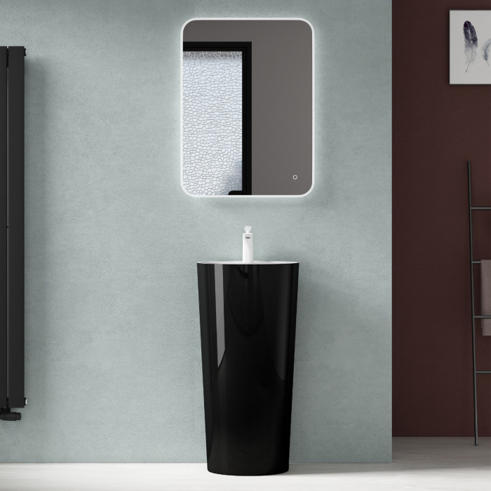 Lavoar Astra 35, negru lucios + alb lucios, montaj freestanding , compozit [7]