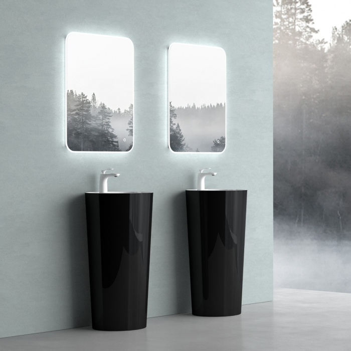 Lavoar Astra 35, negru lucios + alb lucios, montaj freestanding , compozit [2]