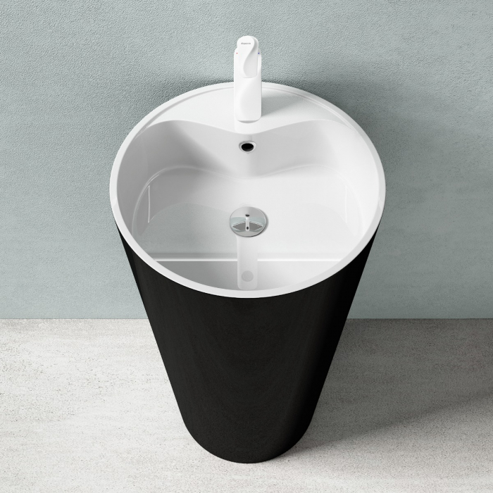 Lavoar Astra 35, negru lucios + alb lucios, montaj freestanding , compozit [4]