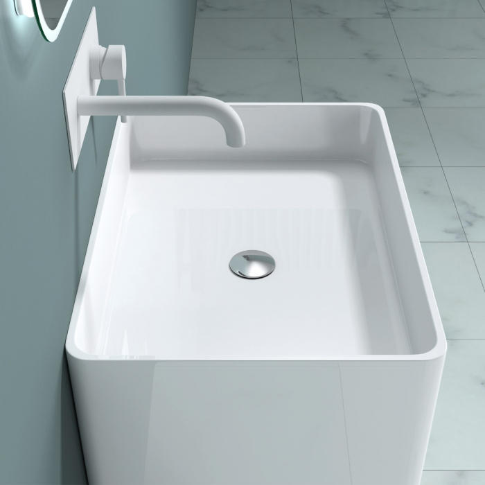 Lavoar Astra 36, alb lucios, montaj freestanding , compozit [4]