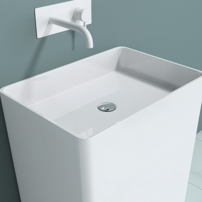 Lavoar Astra 36, alb lucios, montaj freestanding , compozit [6]