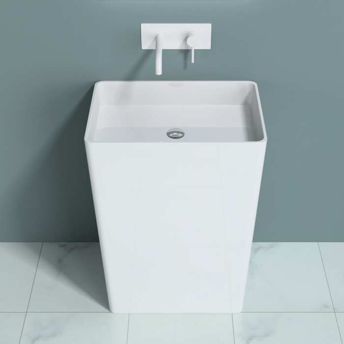 Lavoar Astra 36, alb lucios, montaj freestanding , compozit [5]
