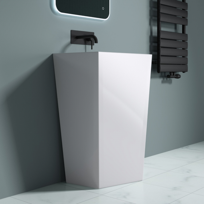 Lavoar Astra 38, alb lucios, montaj freestanding , compozit [8]