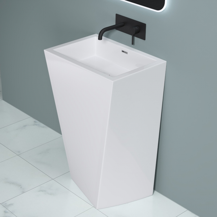 Lavoar Astra 38, alb lucios, montaj freestanding , compozit [9]