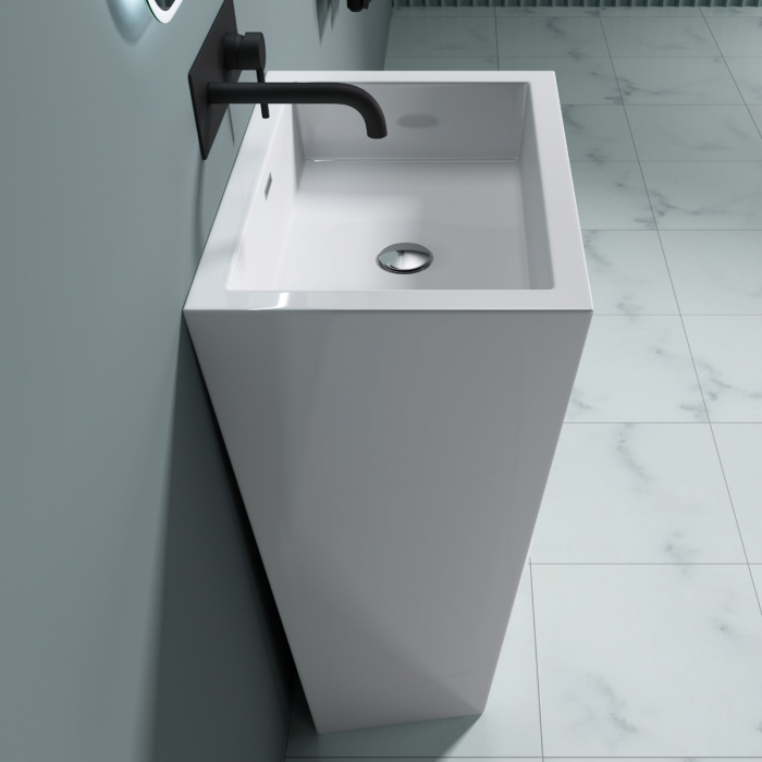 Lavoar Astra 38, alb lucios, montaj freestanding , compozit [2]