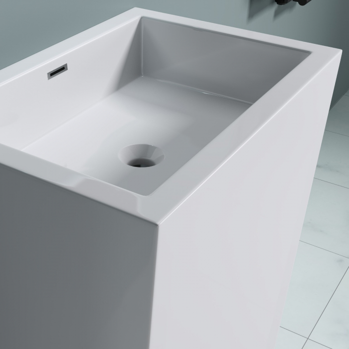 Lavoar Astra 38, alb lucios, montaj freestanding , compozit [6]
