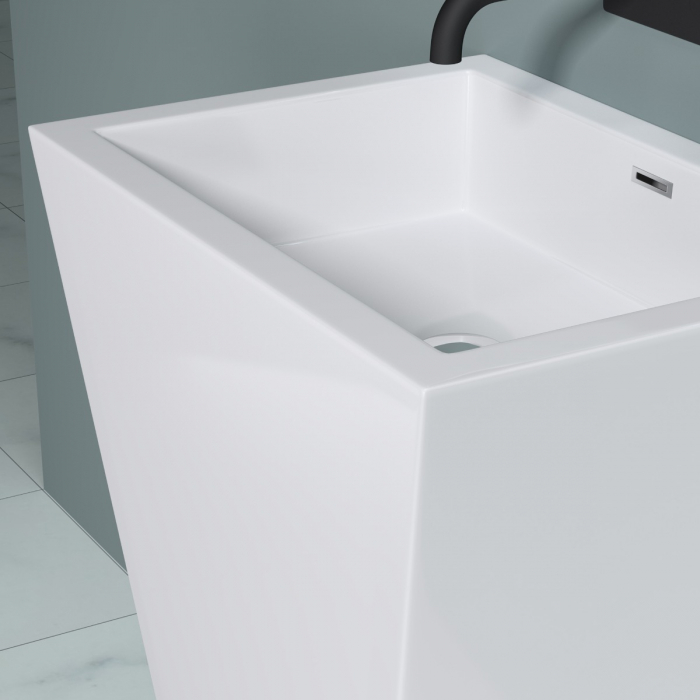 Lavoar Astra 38, alb lucios, montaj freestanding , compozit [7]