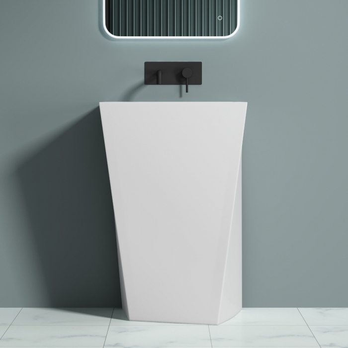 Lavoar Astra 38, alb lucios, montaj freestanding , compozit [3]