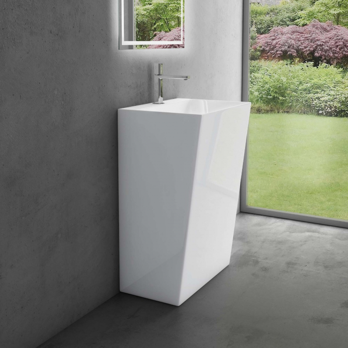 Lavoar Astra 40, alb lucios, montaj freestanding , compozit [5]