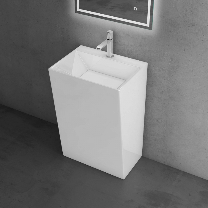 Lavoar Astra 40, alb lucios, montaj freestanding , compozit [2]
