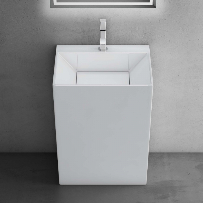 Lavoar Astra 40, alb lucios, montaj freestanding , compozit [4]