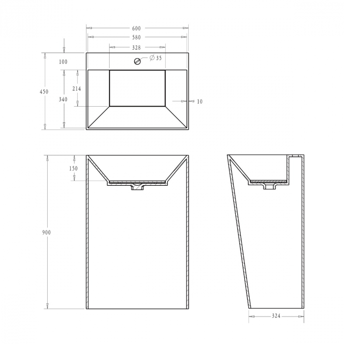Lavoar Astra 40, alb lucios, montaj freestanding , compozit [9]