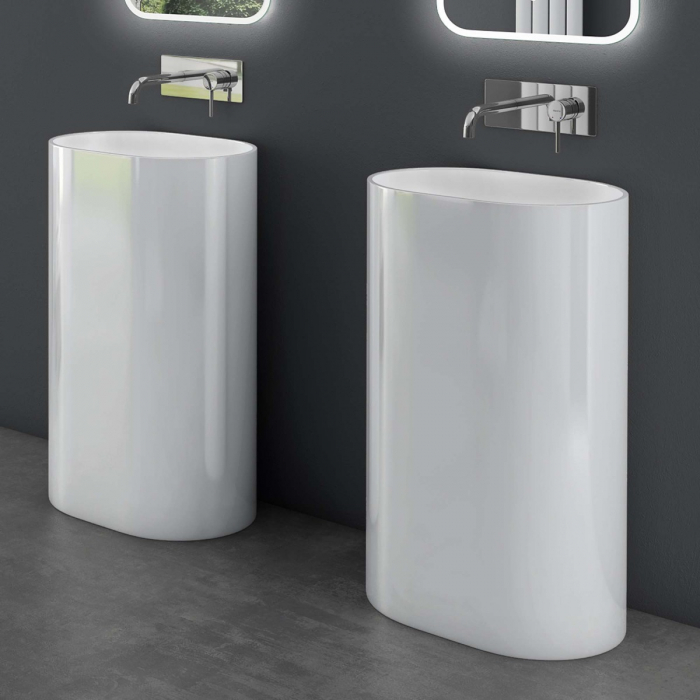 Lavoar Astra 45, alb lucios, montaj freestanding , compozit [6]